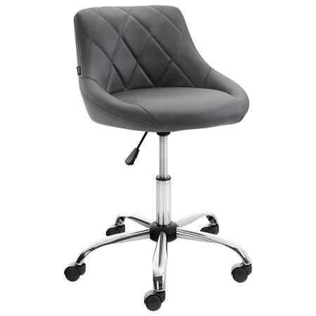 Taburete de Oficina DOVER PIEL, Gran Acolchado, Elegante Diseño, color Gris