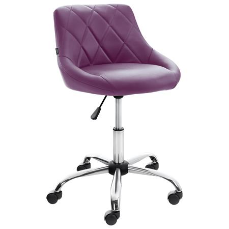Taburete de Oficina DOVER PIEL, Gran Acolchado, Elegante Diseño, color Morado