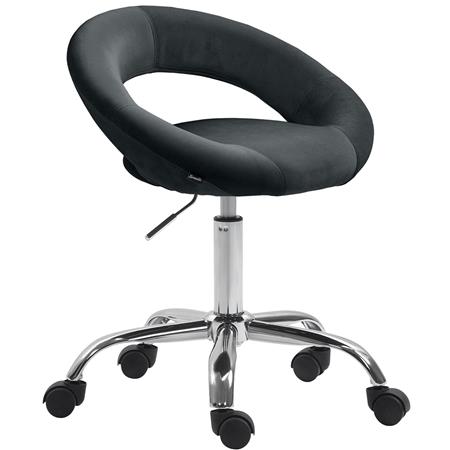 Silla de Oficina AMANDA, Diseño Original y Elegante, Base Metálica, en Terciopelo color Negro