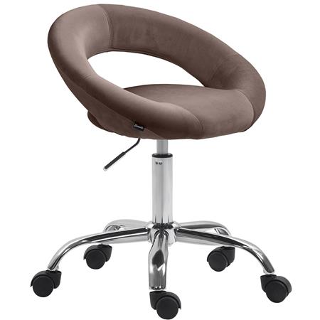 Silla de Oficina AMANDA, Diseño Original y Elegante, Base Metálica, en Terciopelo color Marrón