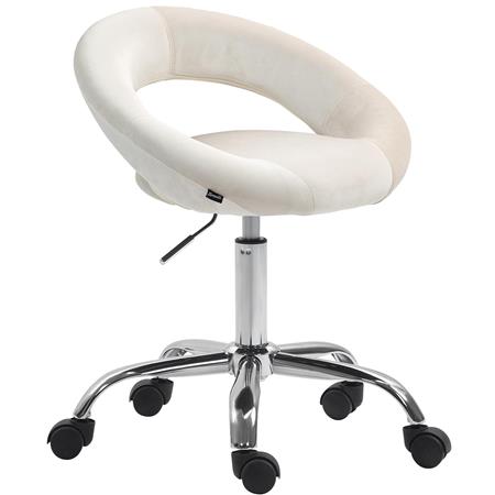 Silla de Oficina AMANDA, Diseño Original y Elegante, Base Metálica, en Terciopelo color Crema