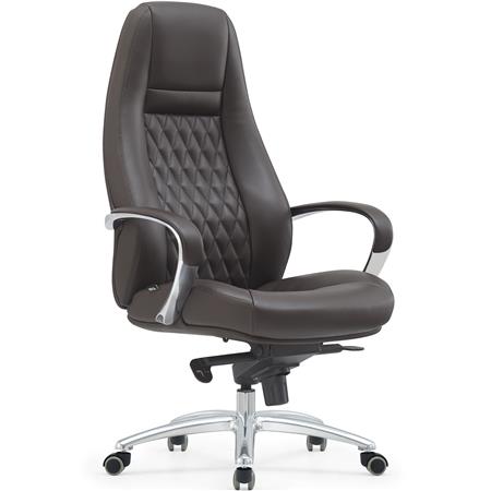 Sillón Ergonómico TINDAYA, Diseño Exclusivo, Tapizado en Piel Genuina color Marrón Oscuro
