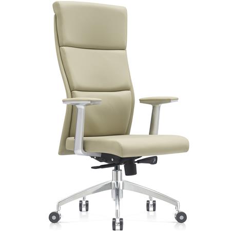 Sillón de Oficina MONZA, Uso Profesional 8H, Elegancia y Comodidad, Tapizado en Piel Genuina color Crema