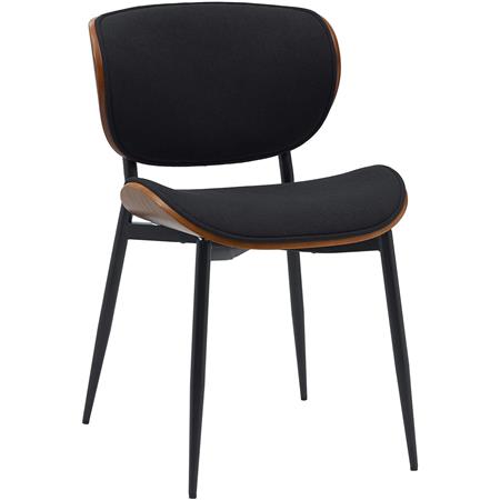 Silla de Confidente BRONSON, Elegante Revestimiento de Madera, en Tela color Negro