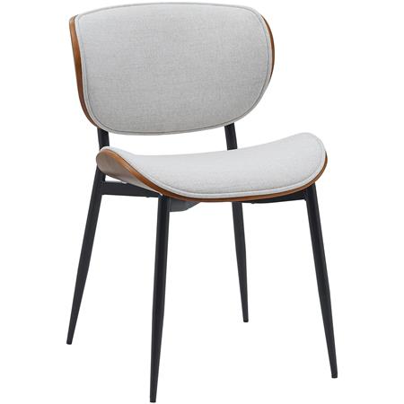 Silla de Confidente BRONSON, Elegante Revestimiento de Madera, en Tela color Crema