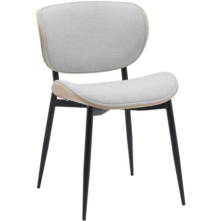 Silla de Confidente BRONSON, Elegante Revestimiento de Madera, Estructura color Natural, en Tela color Crema