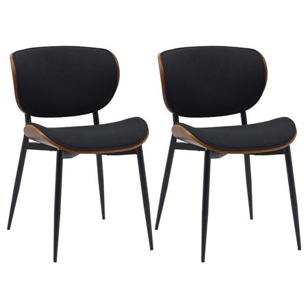 Lote de 2 Sillas de Confidente BRONSON, Elegante Revestimiento de Madera, en Tela color Negro