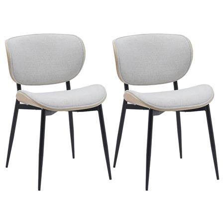 Lote de 2 Sillas de Confidente BRONSON, Elegante Revestimiento de Madera, Estructura color Natural, en Tela color Crema
