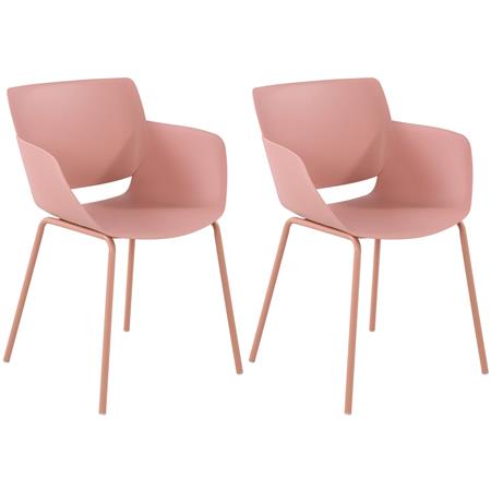 Lote de 2 Sillas de Confidente RIKO, Reposabrazos Integrados, Robusta Estructura Metálica, color Rosa