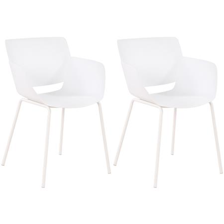 Lote de 2 Sillas de Confidente RIKO, Reposabrazos Integrados, Robusta Estructura Metálica, color Blanco