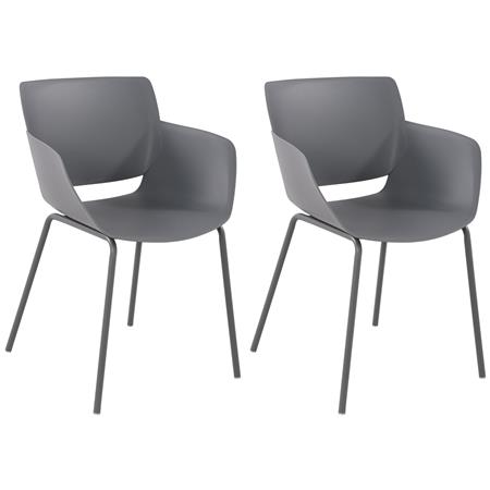 Lote de 2 Sillas de Confidente RIKO, Reposabrazos Integrados, Robusta Estructura Metálica, color Gris Oscuro