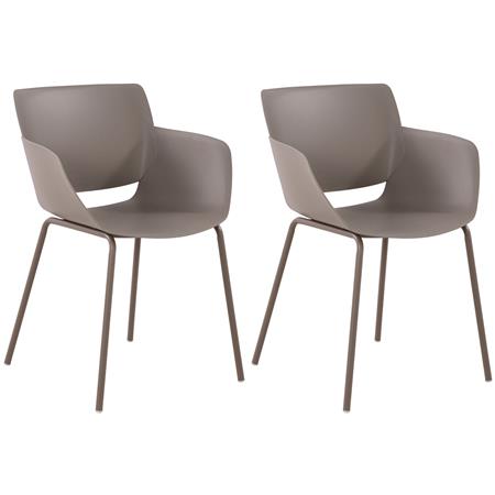 Lote de 2 Sillas de Confidente RIKO, Reposabrazos Integrados, Robusta Estructura Metálica, color Gris Topo