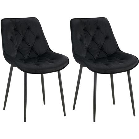 Lote de 2 Sillas de Confidente GRACE, Estructura Metálica Negra, en Terciopelo color Negro