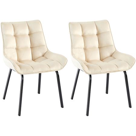 Lote de 2 Sillas de Confidente MAMBO, Grueso Acolchado, Patas Metálicas, en Terciopelo color Crema