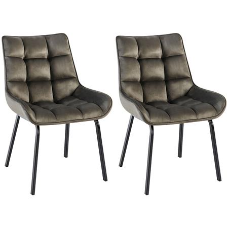 Lote de 2 Sillas de Confidente MAMBO, Grueso Acolchado, Patas Metálicas, en Terciopelo color Gris Antracita