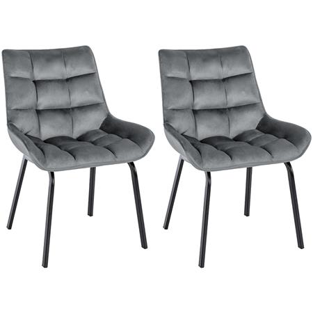 Lote de 2 Sillas de Confidente MAMBO, Grueso Acolchado, Patas Metálicas, en Terciopelo color Gris Oscuro