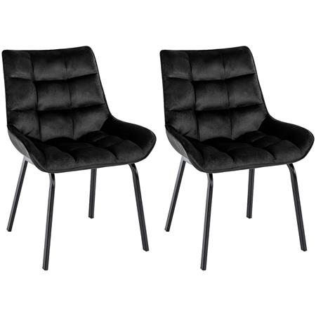 Lote de 2 Sillas de Confidente MAMBO, Grueso Acolchado, Patas Metálicas, en Terciopelo color Negro
