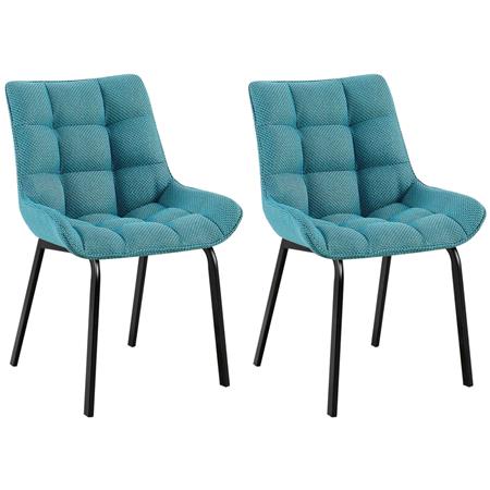 Lote de 2 Sillas de Confidente MAMBO, Grueso Acolchado, Patas Metálicas, en Tela color Azul Turquesa