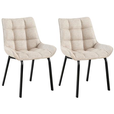 Lote de 2 Sillas de Confidente MAMBO, Grueso Acolchado, Patas Metálicas, en Tela color Crema