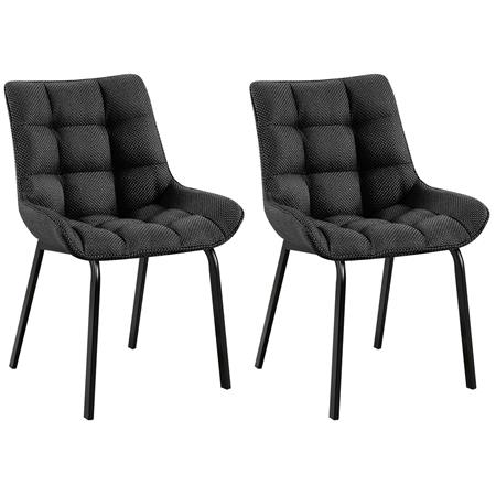 Lote de 2 Sillas de Confidente MAMBO, Grueso Acolchado, Patas Metálicas, en Tela color Gris Oscuro