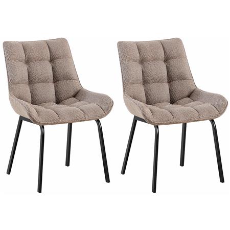 Lote de 2 Sillas de Confidente MAMBO, Grueso Acolchado, Patas Metálicas, en Tela color Marrón Claro