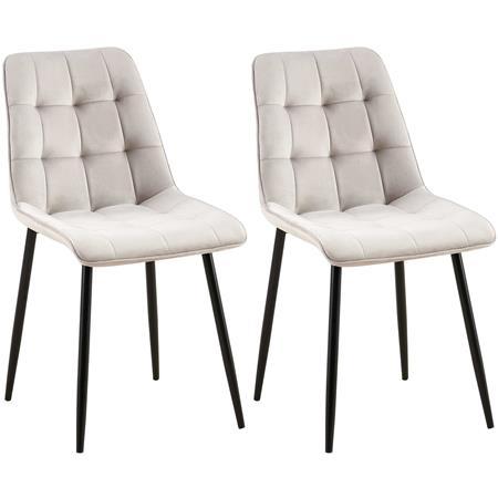 Lote de 2 Sillas de Confidente HALIMA, Grueso Acolchado, Patas Metálicas, en Terciopelo color Gris Claro