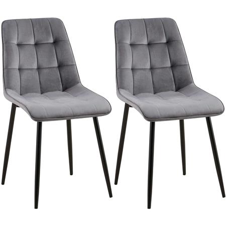 Lote de 2 Sillas de Confidente HALIMA, Grueso Acolchado, Patas Metálicas, en Terciopelo color Gris Oscuro