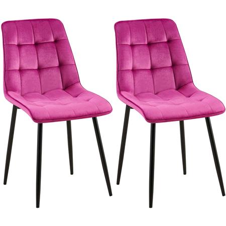 Lote de 2 Sillas de Confidente HALIMA, Grueso Acolchado, Patas Metálicas, en Terciopelo color Rosa Oscuro
