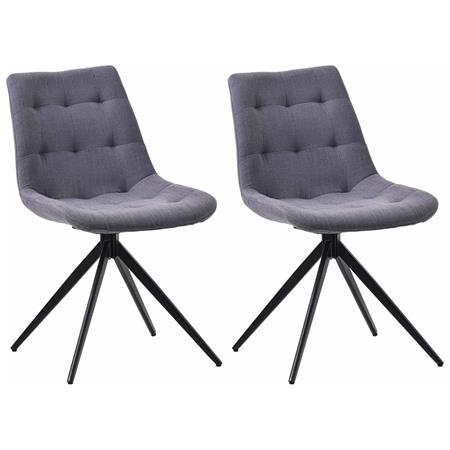 Lote de 2 Sillas de Confidente KEATON, Giratoria, Diseño Moderno, en Tela color Gris Oscuro