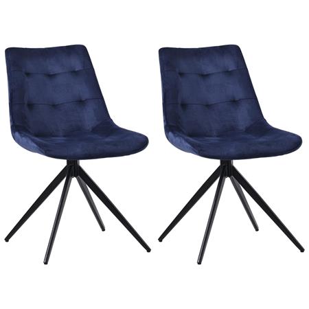 Lote de 2 Sillas de Confidente KEATON, Giratoria, Diseño Moderno, en Terciopelo color Azul