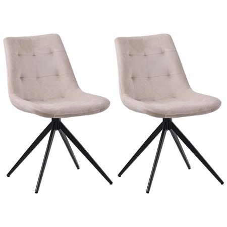 Lote de 2 Sillas de Confidente KEATON, Giratoria, Diseño Moderno, en Terciopelo color Crema