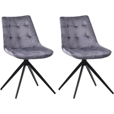 Lote de 2 Sillas de Confidente KEATON, Giratoria, Diseño Moderno, en Terciopelo color Gris