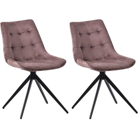 Lote de 2 Sillas de Confidente KEATON, Giratoria, Diseño Moderno, en Terciopelo color Marrón