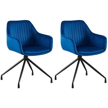 Lote de 2 Sillas de Confidente TANNER, Diseño Moderno, Giratorias 180º, en Terciopelo color Azul