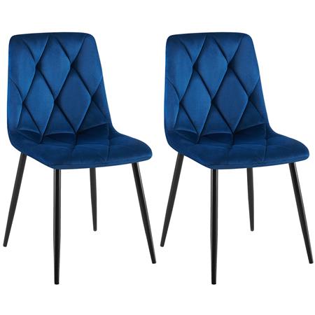 Lote de 2 Sillas de Confidente SIAN, Patas Metálicas Negras, en Terciopelo color Azul