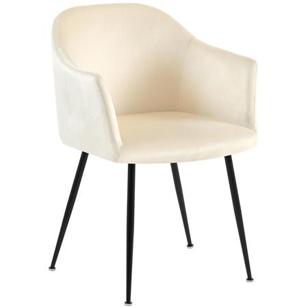 Silla de Confidente VIVIAN, Diseño moderno, en Terciopelo color Crema