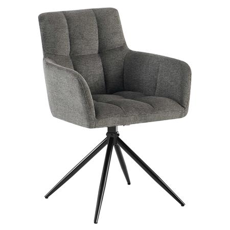 Silla de Confidente KEMP, Diseño Moderno, Giratoria, en Tela color Gris Oscuro