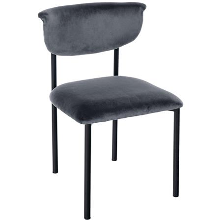 Silla de Confidente TUCKER, Diseño Atemporal, Estructura Negra, en Tercipelo color Gris Oscuro