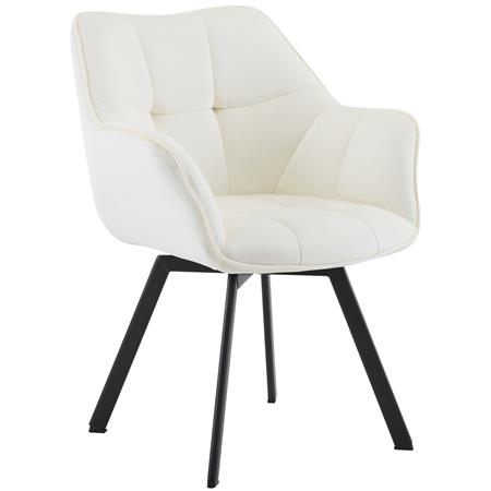 Silla de Confidente SUTTON, Estructura Metálica, Grueso Acolchado, en Terciopelo color Crema
