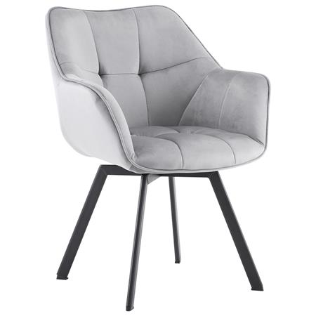 Silla de Confidente SUTTON, Estructura Metálica, Grueso Acolchado, en Terciopelo color Gris