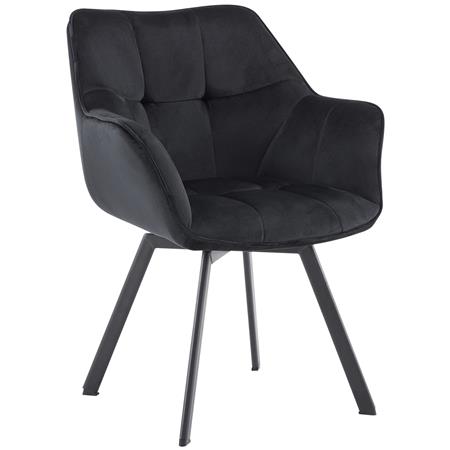 Silla de Confidente SUTTON, Estructura Metálica, Grueso Acolchado, en Terciopelo color Negro