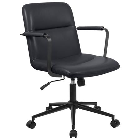 Silla de Oficina COBY, Grueso Acolchado, Base Metálica, Tapizada en Piel Natural color Negro