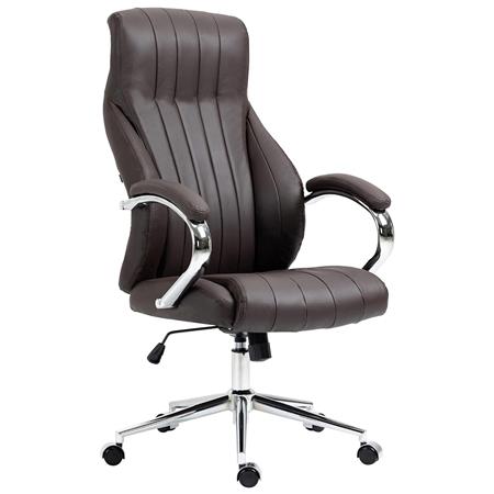 Sillón de oficina DANIA, Diseño Elegante, Gran Acolchado, en Piel Natural color Marrón
