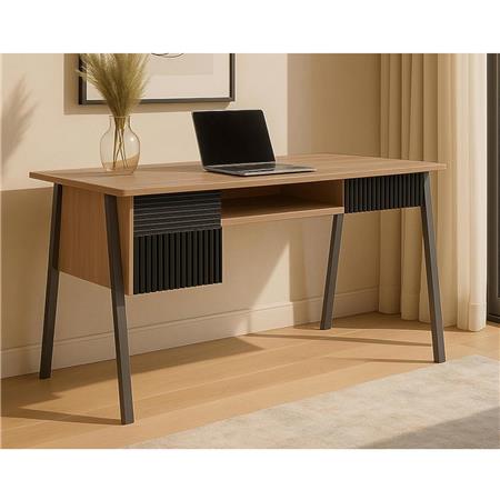 Mesa de Escritorio OPAL, Precioso Diseño Moderno, Dimensiones 120x60x78 cm, en Madera color Roble