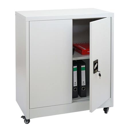Armario Archivador BRENTON, 98x40x80 cm, con Ruedas, en Acero, color Gris Claro 