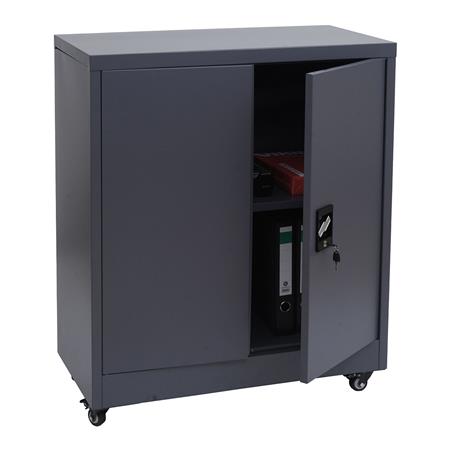 Armario Archivador BRENTON, 98x40x80 cm, con Ruedas, en Acero, color Gris Oscuro
