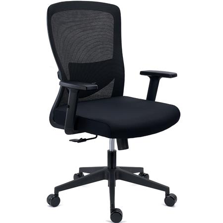 DEMO# Silla de Oficina NOTE, Soporte Lumbar Ajustable, Confort 8H, Tela y Malla Transpirable Negra