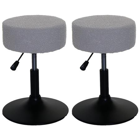 Lote de 2 Taburetes BLOOM, Giratorio 360º, Grueso Acolchado, en Tela color Gris Claro