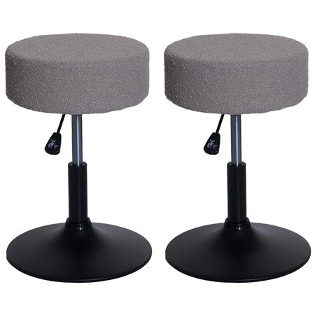 Lote de 2 Taburetes BLOOM, Giratorio 360º, Grueso Acolchado, en Tela color Gris Pardo