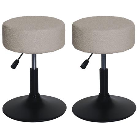 Lote de 2 Taburetes BLOOM, Giratorio 360º, Grueso Acolchado, en Tela color Beige